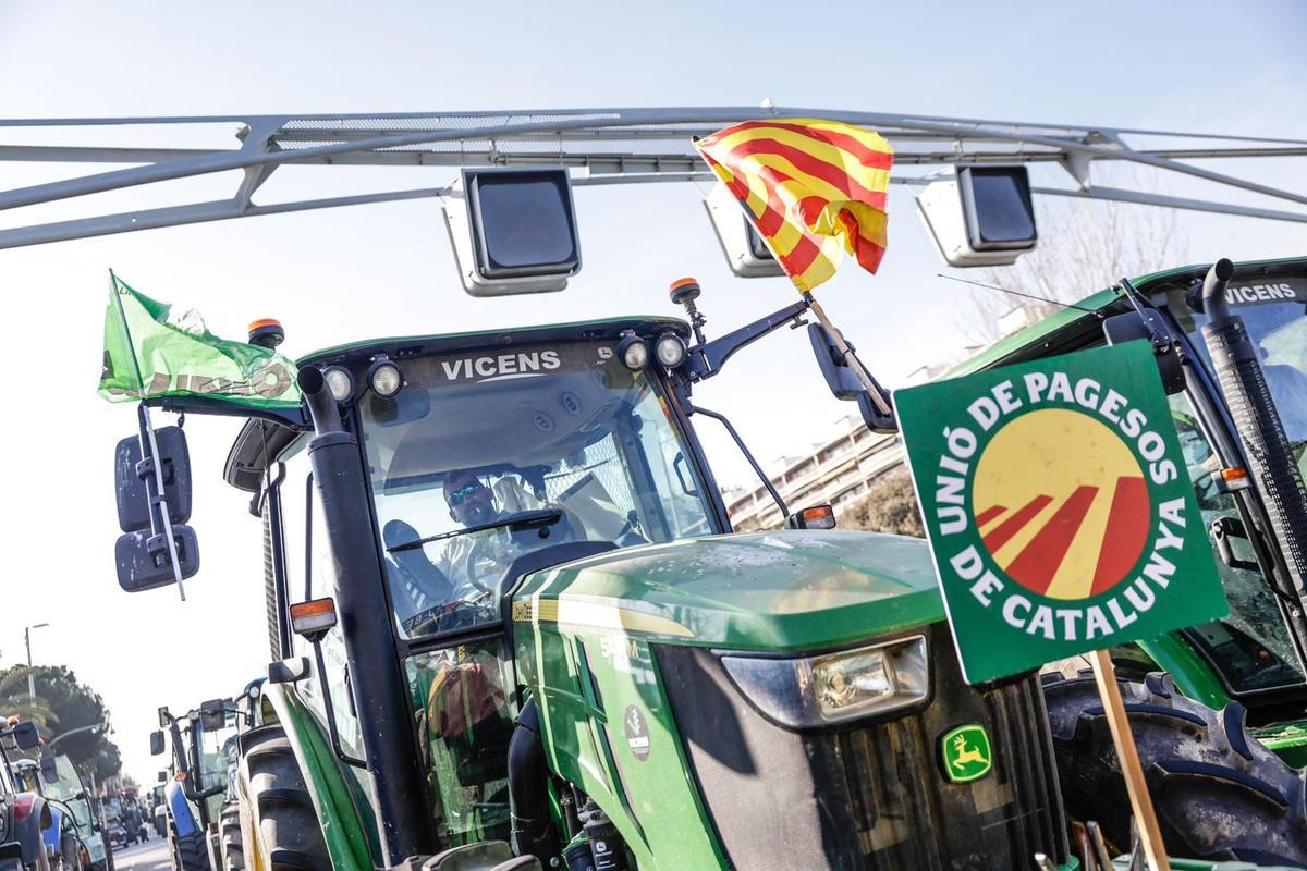 Manifestación de tractores en la Diagonal de Barcelona