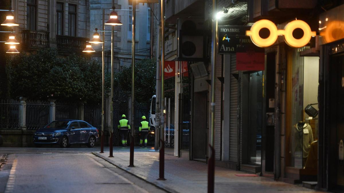 Una Pontevedra casi fantasma al atardecer