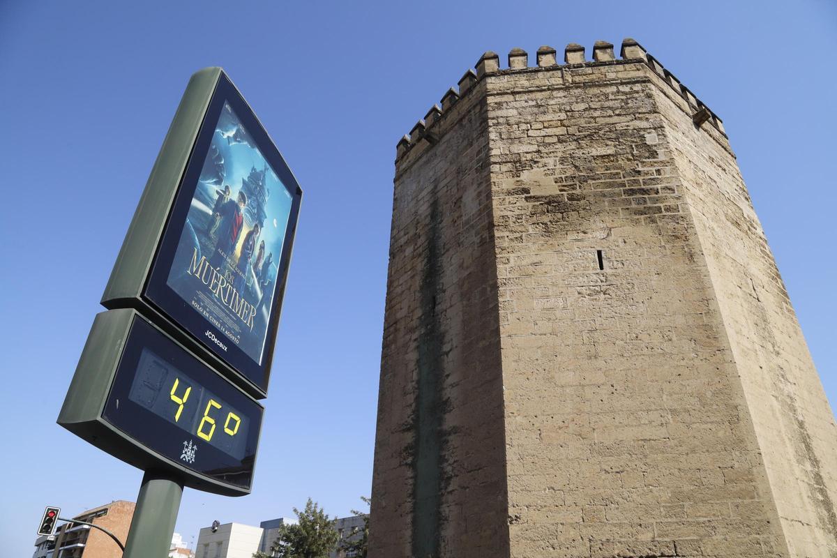 Un termómetro urbano marca 46 grados en Córdoba el verano pasado.