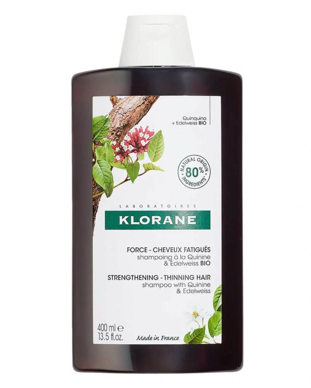KLORANE Champú fortalecedor con quinina y edelweiss bio para cabellos finos