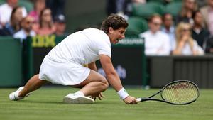 Carla Suárez, durante su debut en Wimbledon