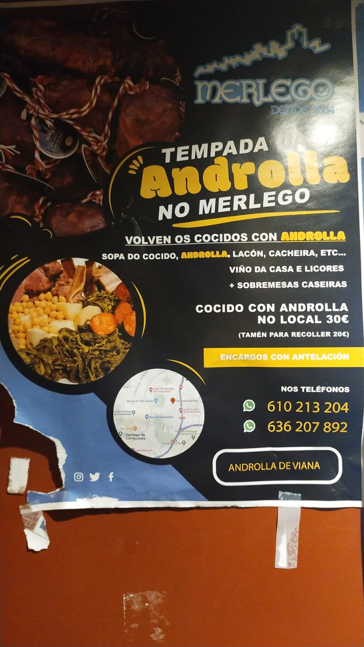 El Merlego celebra la Tempada da androlla con un cocido que incluye este manjar típico del sudeste de Ourense, Lugo y el Bierzo