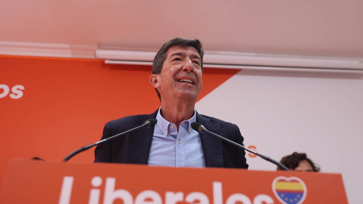 Juan Marín, líder de Ciudadanos en Andalucía, en un acto celebrado este lunes.