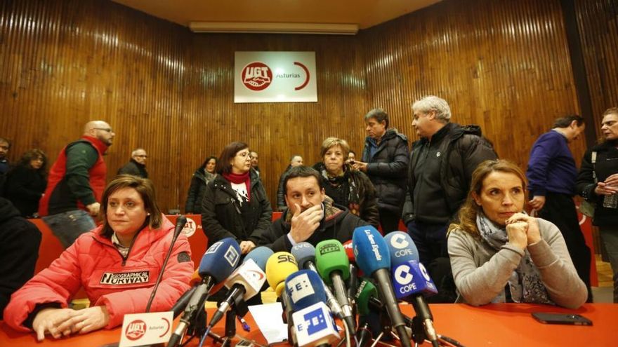 Rueda de prensa de Javier Fernández Lanero, Secretario General de UGT, tras el registro en la sede de UGT-Asturias