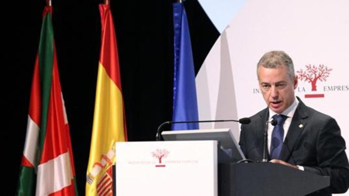 El lendakari, Iñigo Urkullu, durante el congreso de la Empresa Familiar en Bilbao.