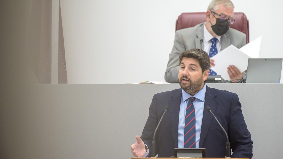 Fernando López Miras, durante su intervención en el Debate del estado de la Región