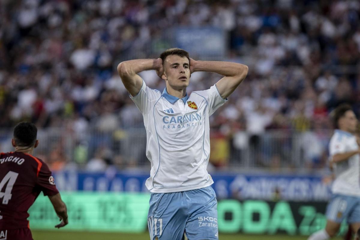 Bazdar se lamenta en un partido del Real Zaragoza en esta temporada.