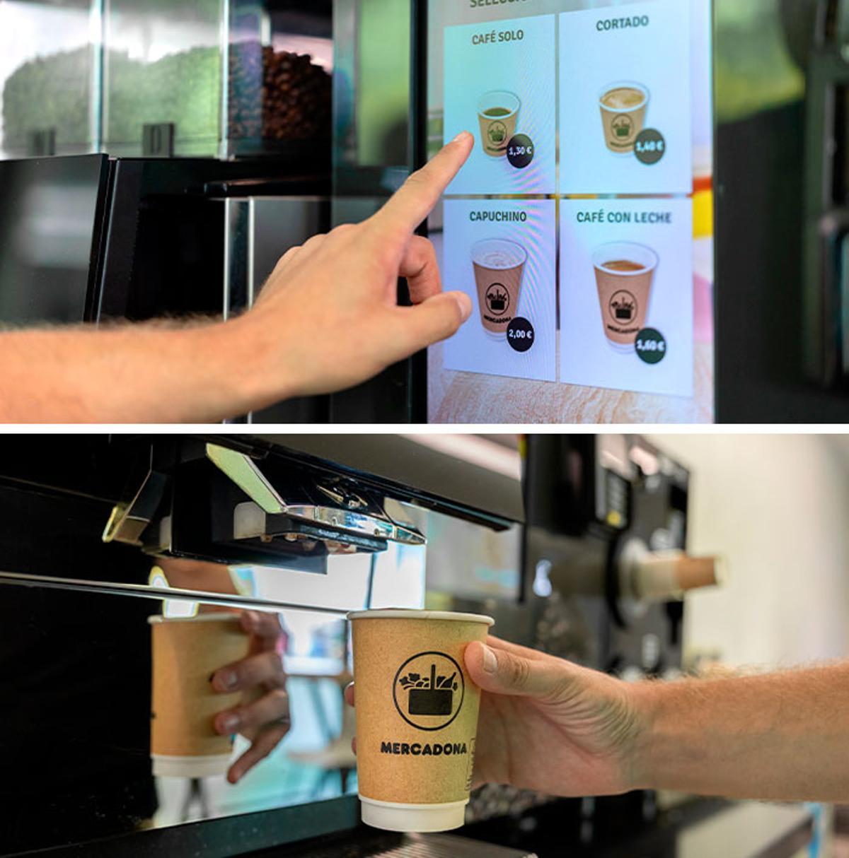 Máquinas expendedoras de café recién molido de Mercadona.