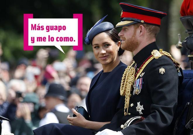 Meghan Markle junto al príncipe Harry en el desfile Trooping The Colours