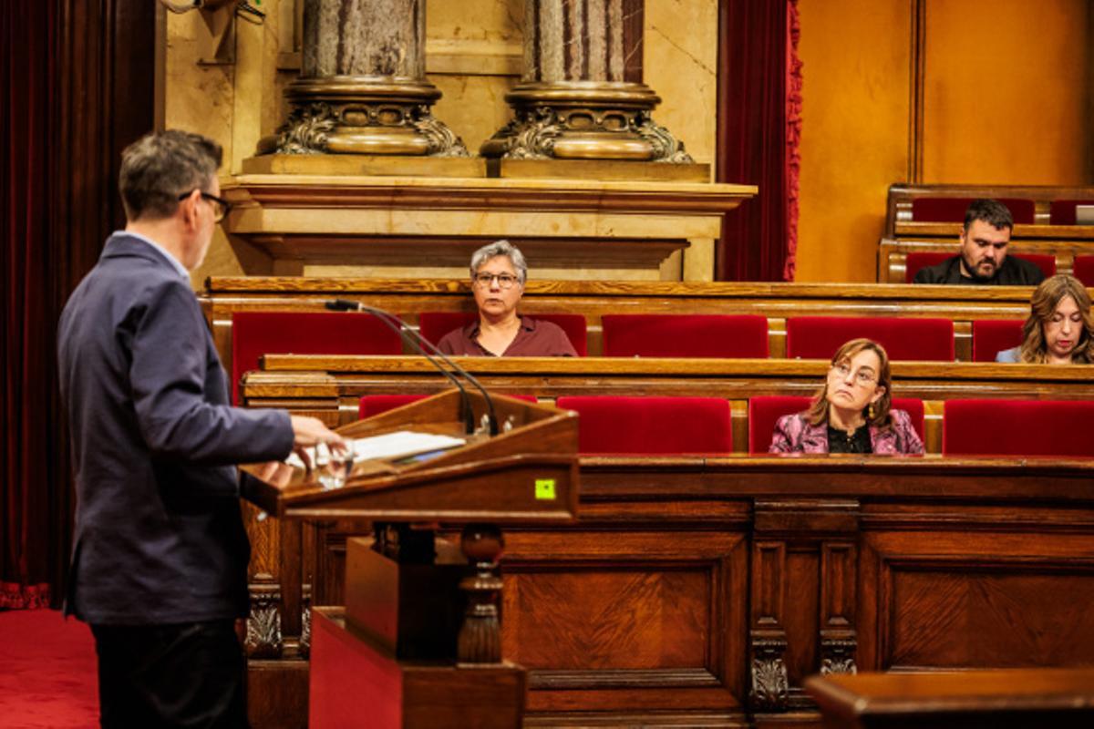 Lluís Mijoler, diputado de los Comuns, se dirige a la consellera Paneque.