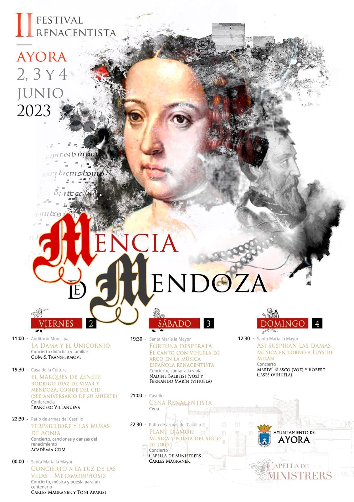 Cartel II Festival Renacentista Mencía de Mendoza en Ayora