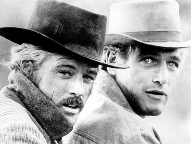 Los actores Robert Redford y Paul Newman, en la película Dos hombres y un destino