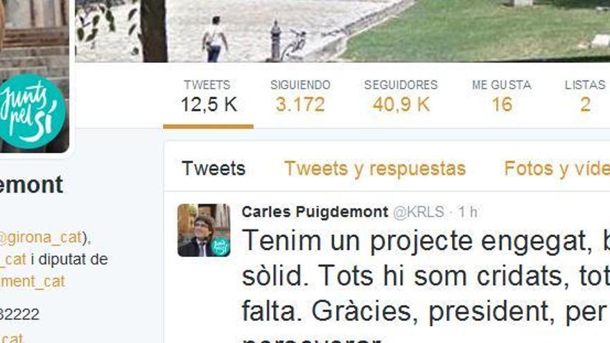Puigdemont: &quot;Gràcies, president, per liderar i per perseverar&quot;