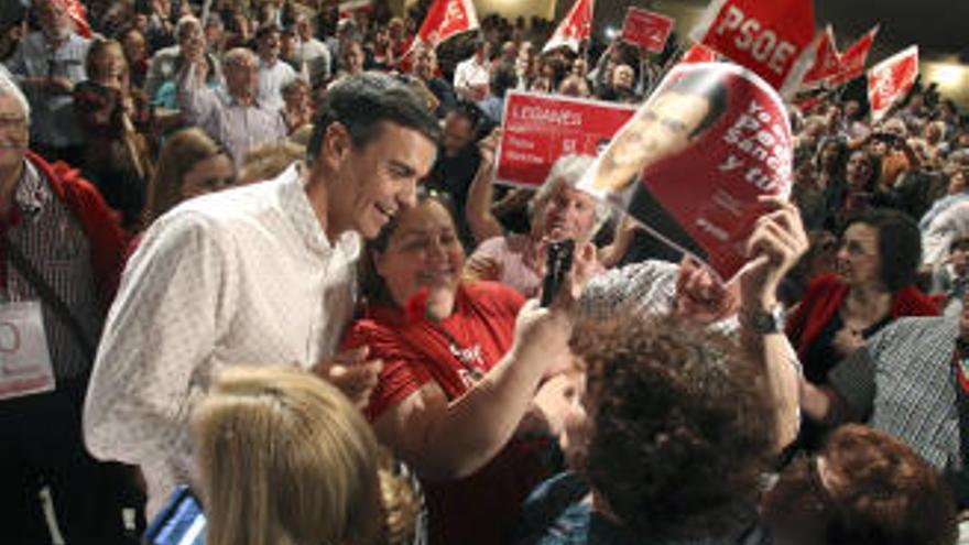 Pedro Sánchez durante un mitin en Málaga.