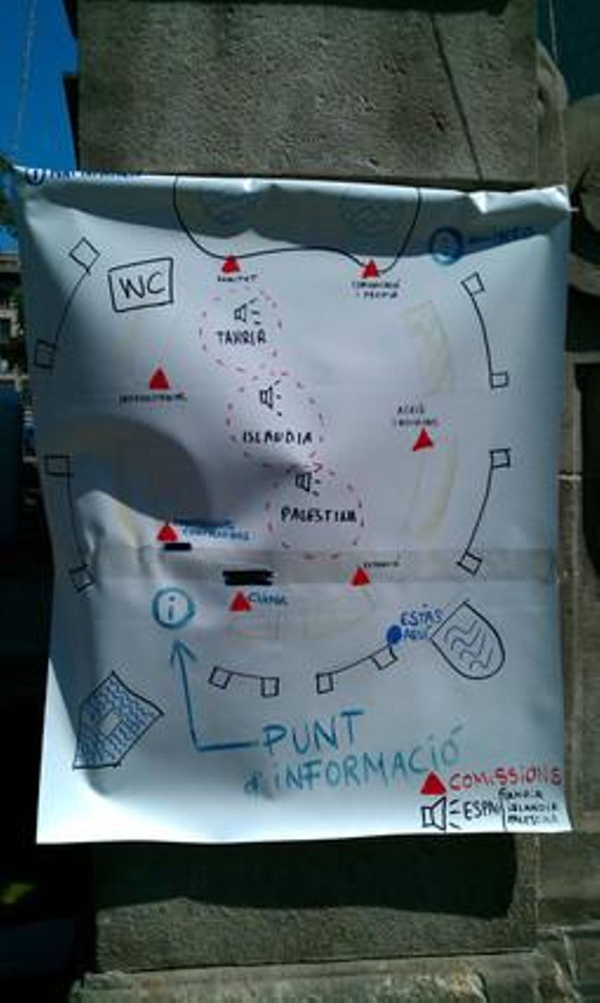 Esquema de l’organització de l’acampada de plaça de Catalunya.