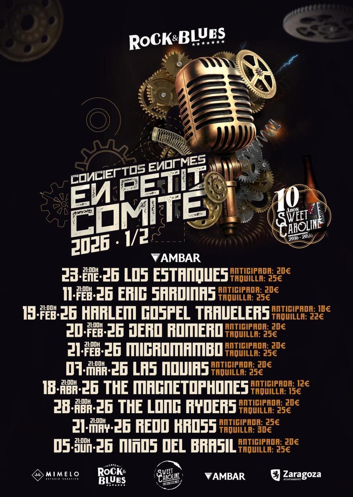 Cartel de En Petit Comité, ciclo de conciertos en la sala Rock & Blues