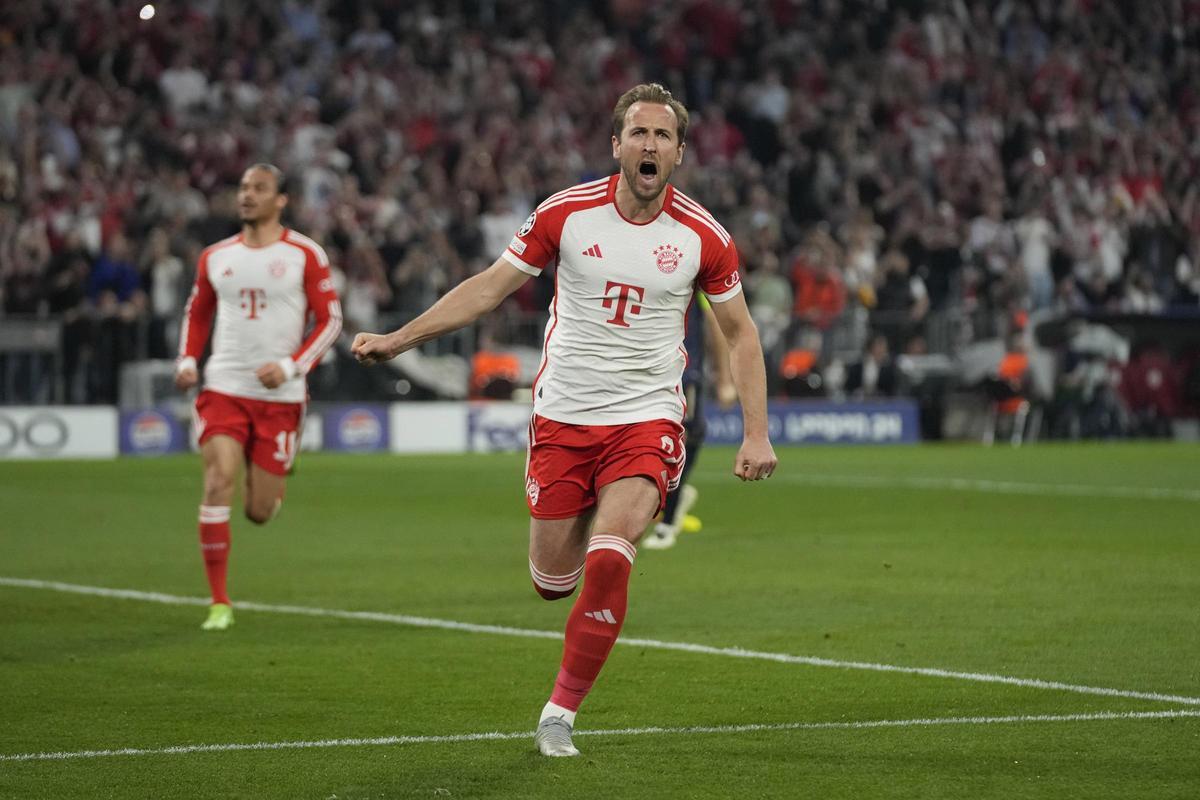 Harry Kane celebrando un tanto con el Bayern de Múnich