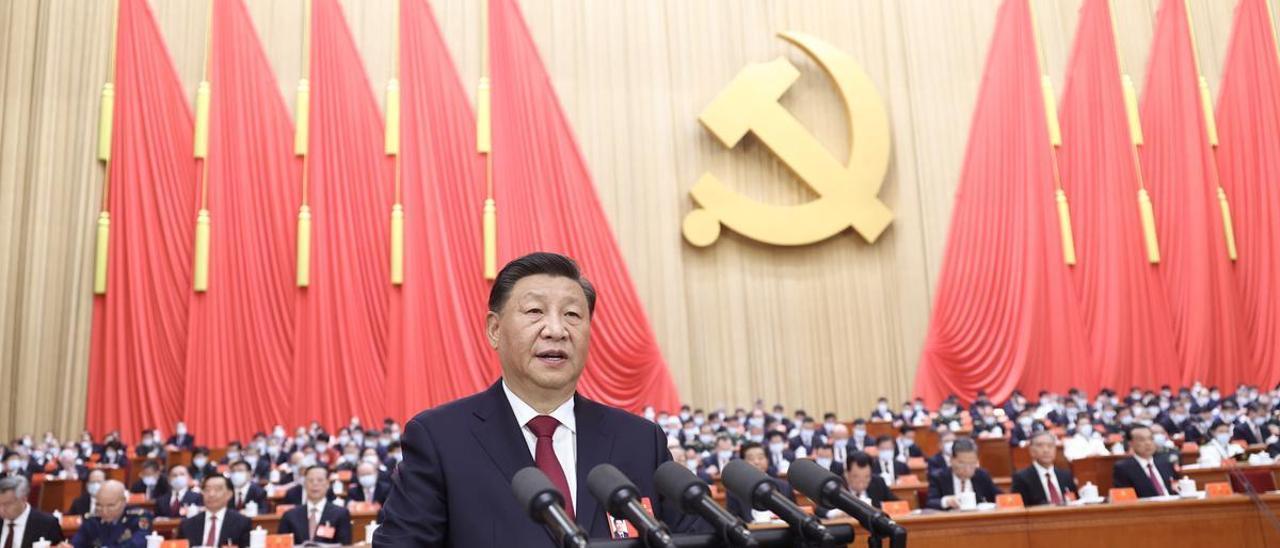 El presidente de China, Xi Jinping, durante la apertura del XX congreso del Partido Comunista de China.