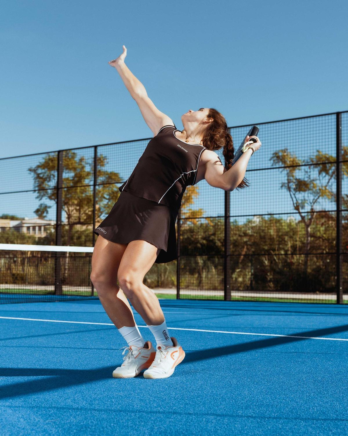 Paula, en acción durnate el shooting con Oysho