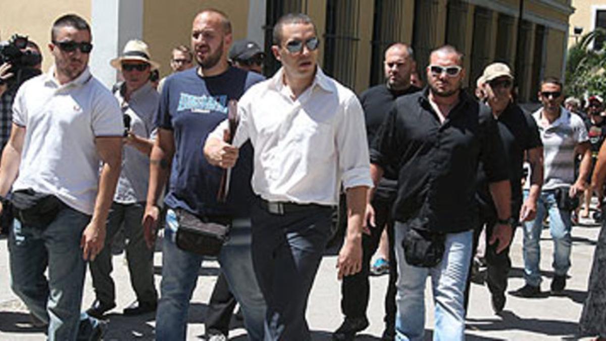 Ilias Kasidiaris, portavoz del partido neonazi Amanecer Dorado, este lunes.