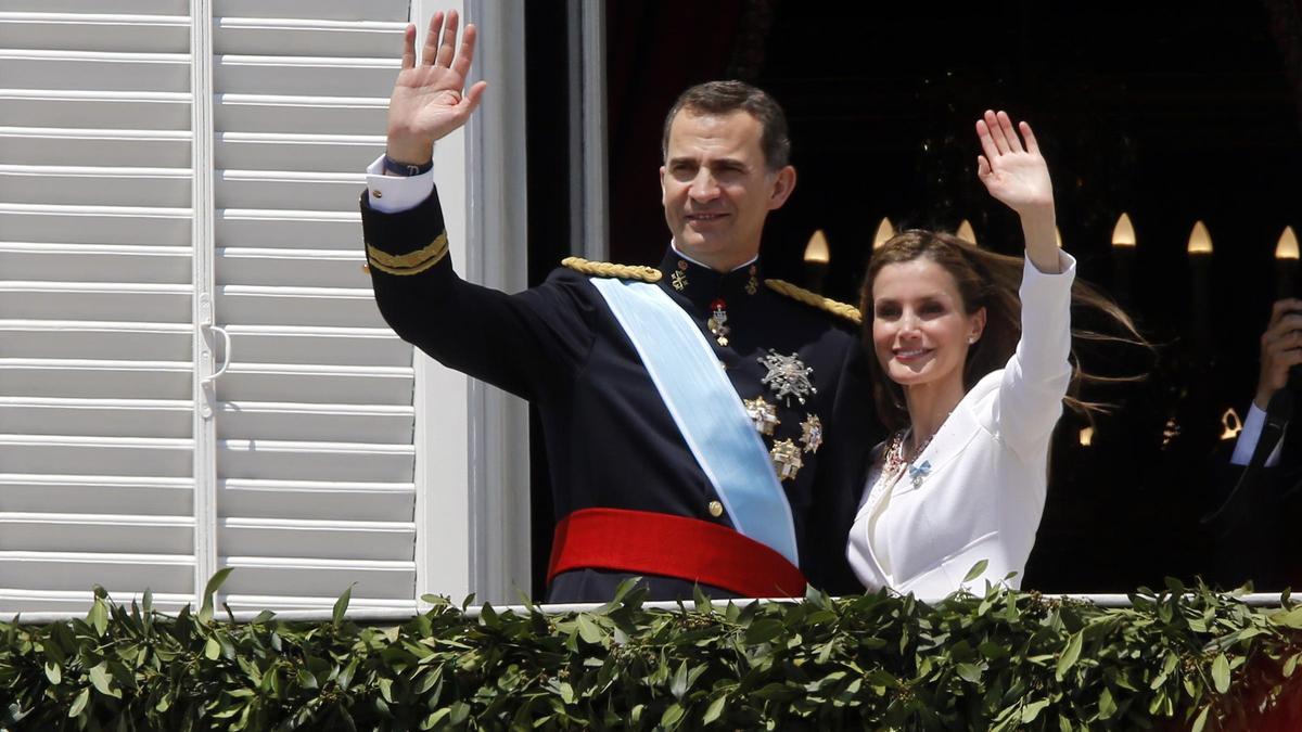 Los reyes el día de la proclamación de Felipe VI, el 19 de junio de 2014.