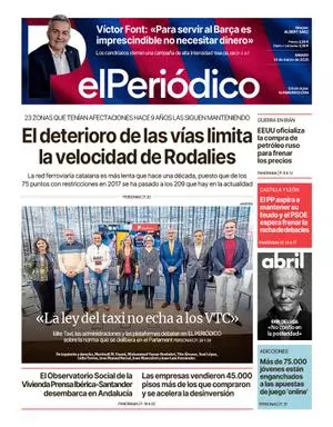 La portada de EL PERIÓDICO del 14 de marzo de 2026