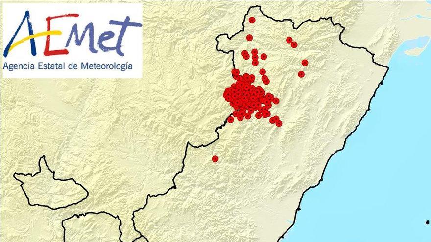 El mapa de rayos en la C. Valenciana.