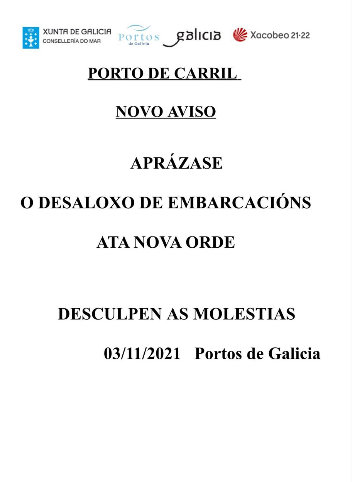 El contraaviso que dieron ayer a la flota.