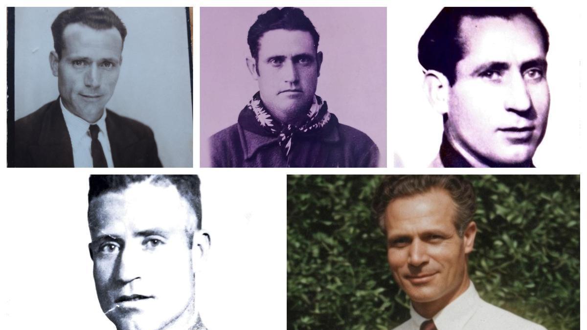 Los cinco hermanos Cabida Soriano: Antonio, Hilario, Emilio, Francisco y Julián.