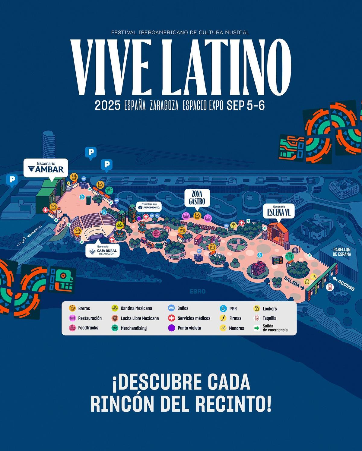 El plano del recinto del Vive Latino España.