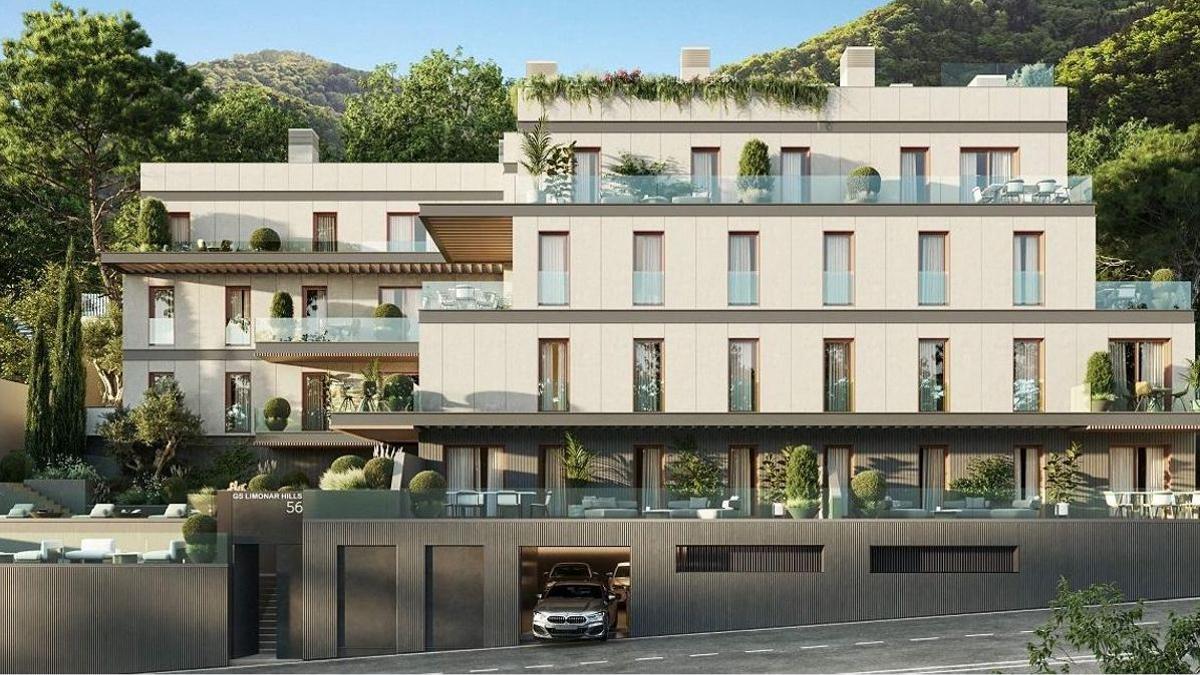 La facha frontal del proyecto Limonar Hills, en Málaga capital.