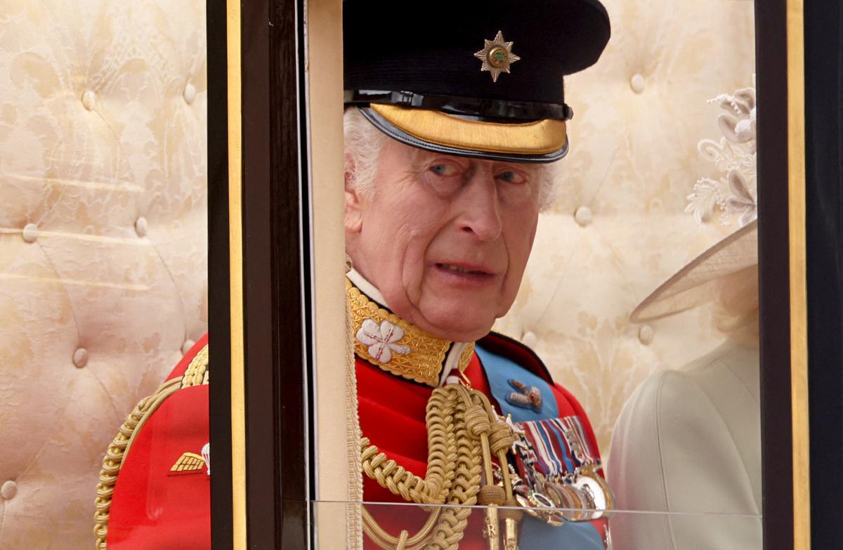 Britains King Charles attends the Trooping the Colour parade to honour him on his official birthday in London, Britain, June 15, 2024. REUTERS/Hollie Adams