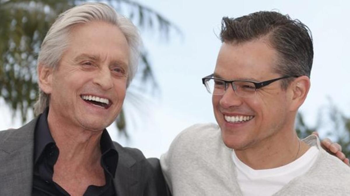 Michael Douglas y Matt Damon, en la presentación de la película sobre Liberace en Cannes.