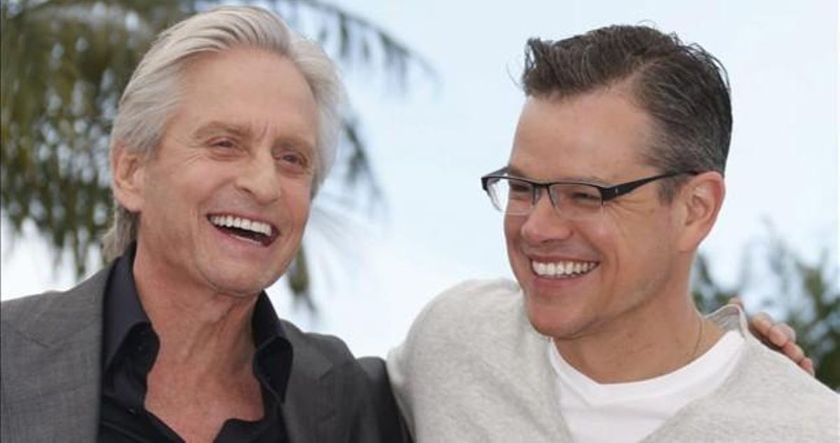 Michael Douglas i Matt Damon, en la presentació de la pel·lícula sobre Liberace a Cannes.