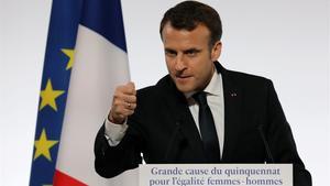 Macron, durante un discurso en el palacio del Elíseo, en París, el 25 de noviembre.