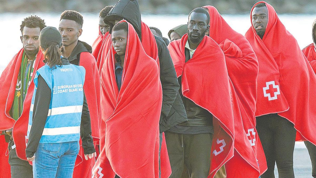Migrantes llegados a Lanzarote este viernes.