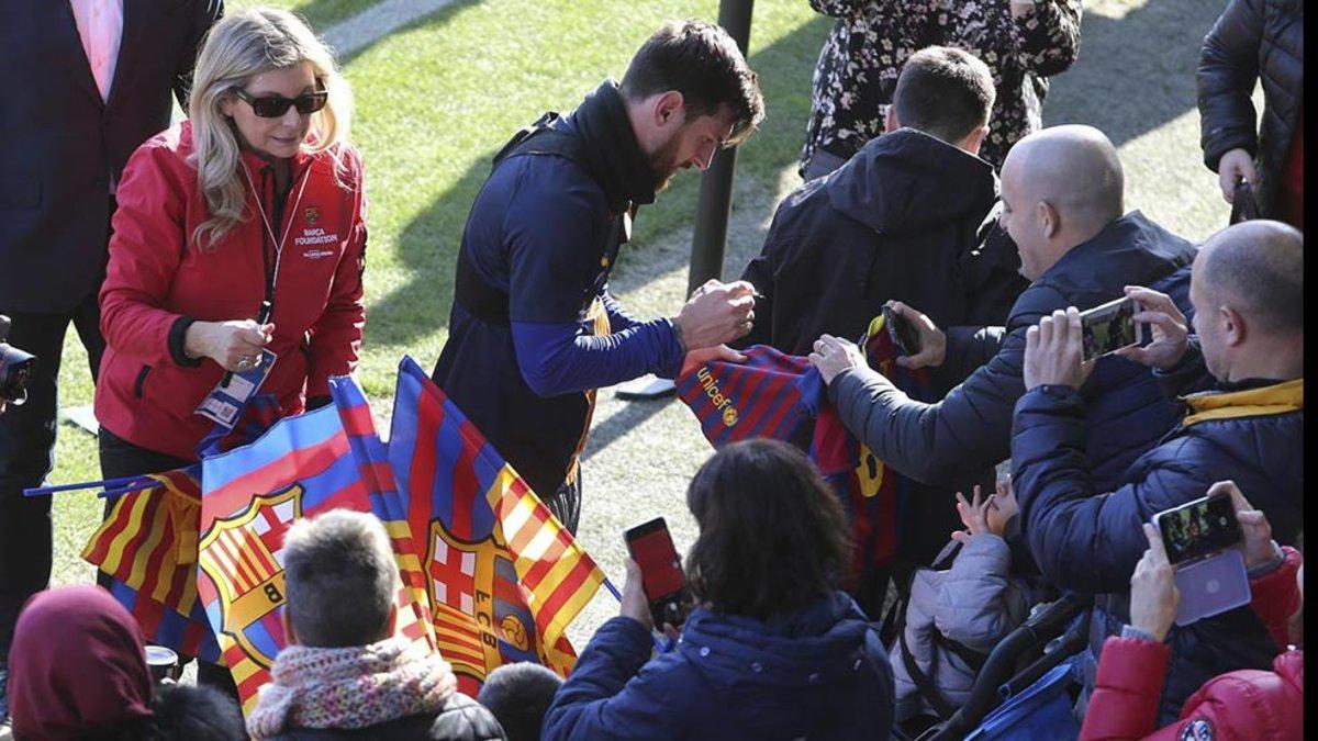 Messi, en el entrenamiento de puertas abiertas del año pasado