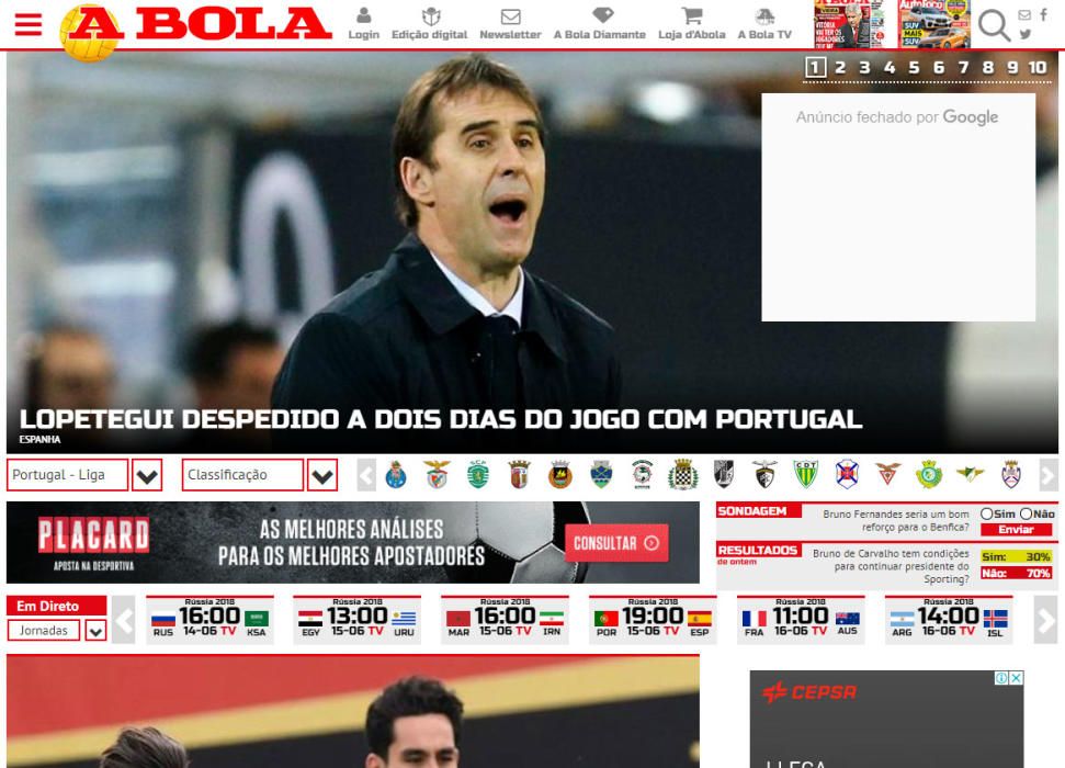 La destitución de Lopetegui, en la prensa mundial