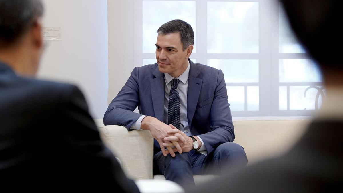 El presidente del Gobierno, Pedro Sánchez, durante una reunión en Moncloa el pasado lunes.