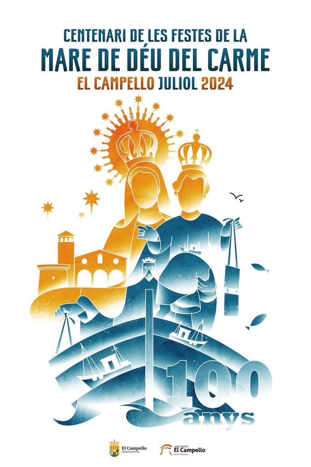 Cartel del centenario de las fiestas Viergen del Carmen de El Campello.