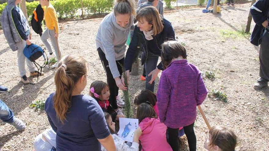 Plantación escolar en el parque Aragón