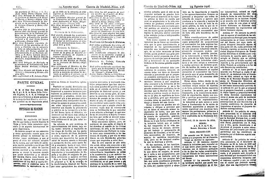 Primera página del acuerdo de concesión del aprovechamiento del Duero en 1926. | LOZ