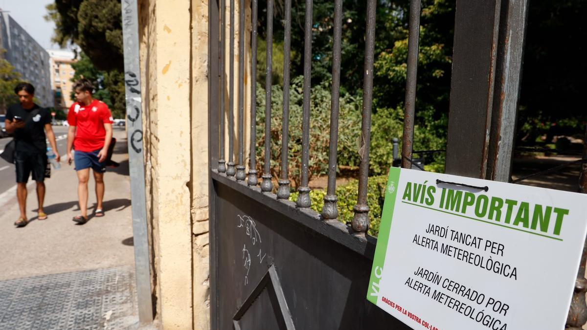 València cierra el Jardín del Turia por el riesgo de lluvias y tormentas