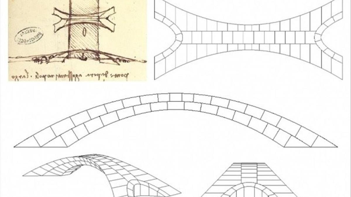 Concepto de megapuente ideado por Leonardo da Vinci para Estambul.