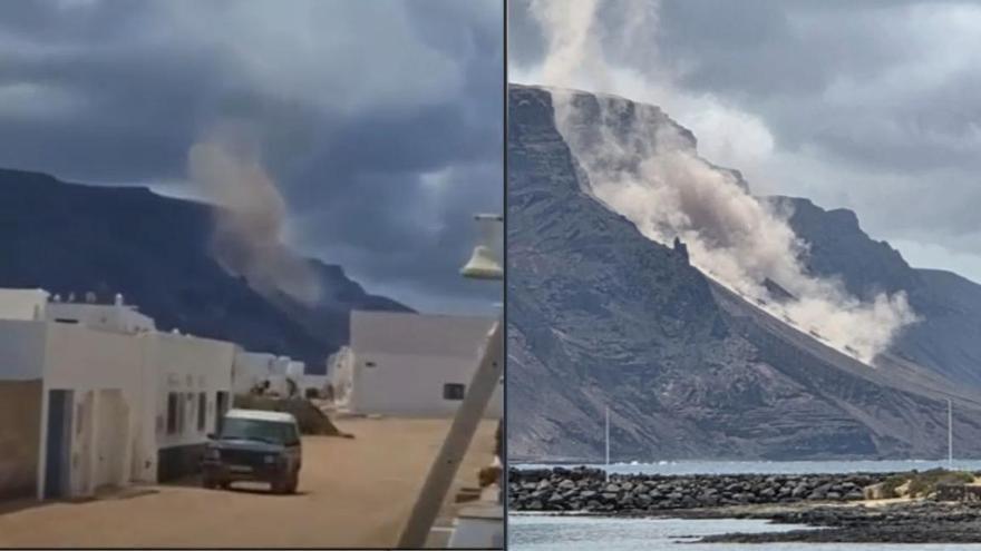 Impactante desprendimiento en el Risco de Famara: una enorme masa de roca se desploma al mar en Lanzarote