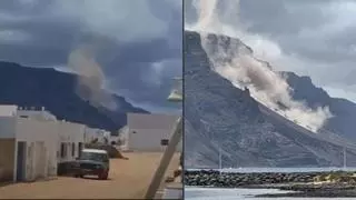 Impactante desprendimiento en el Risco de Famara: una enorme masa de roca se desploma al mar en Lanzarote