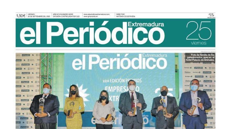 Esta es la portada de EL PERIÓDICO EXTREMADURA correspondiente al día 25 de septiembre del 2020