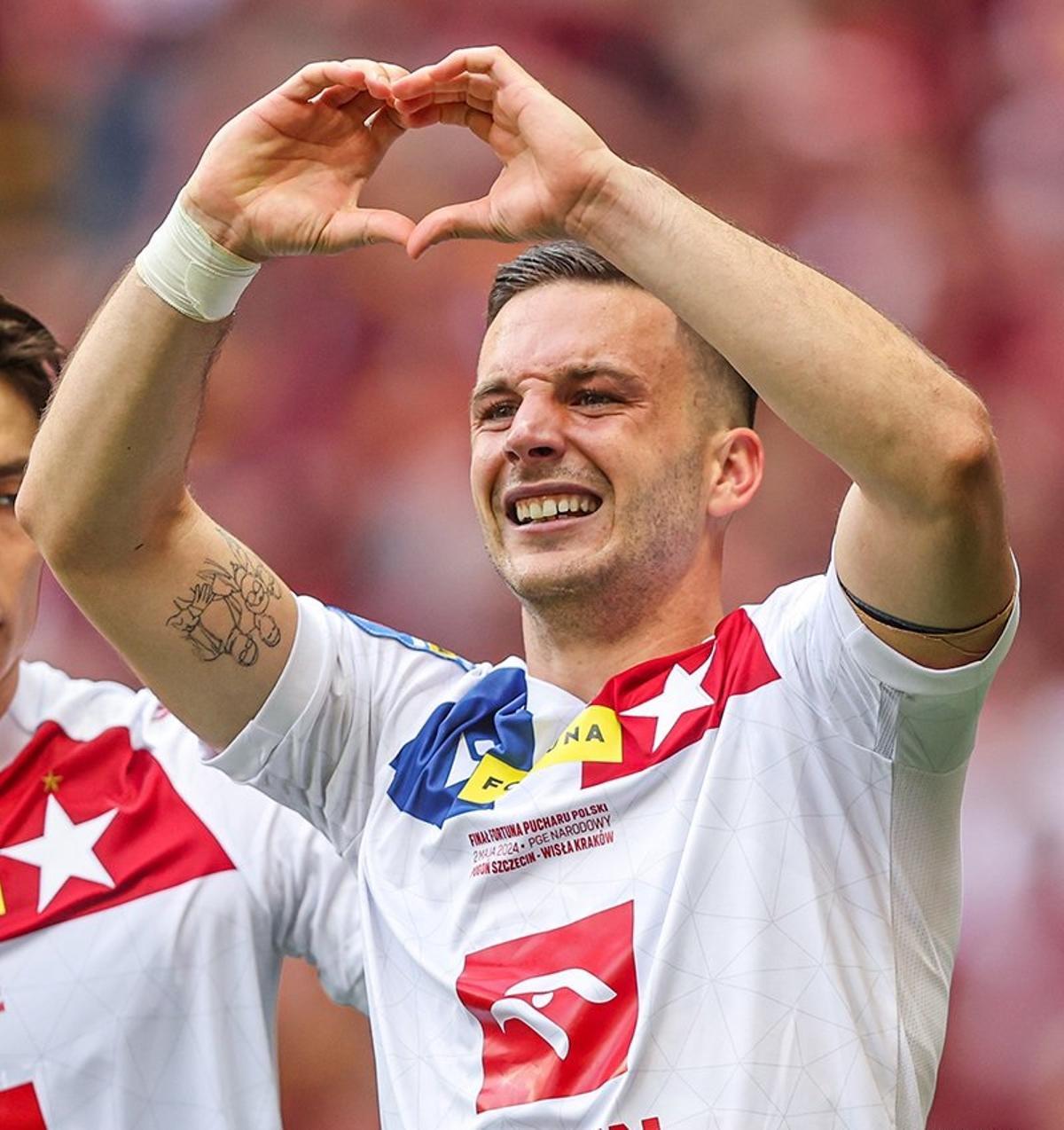 Ángel Rodado celebra emocionado su gol en la final de la Copa de Polonia con el Wisla Cracovia