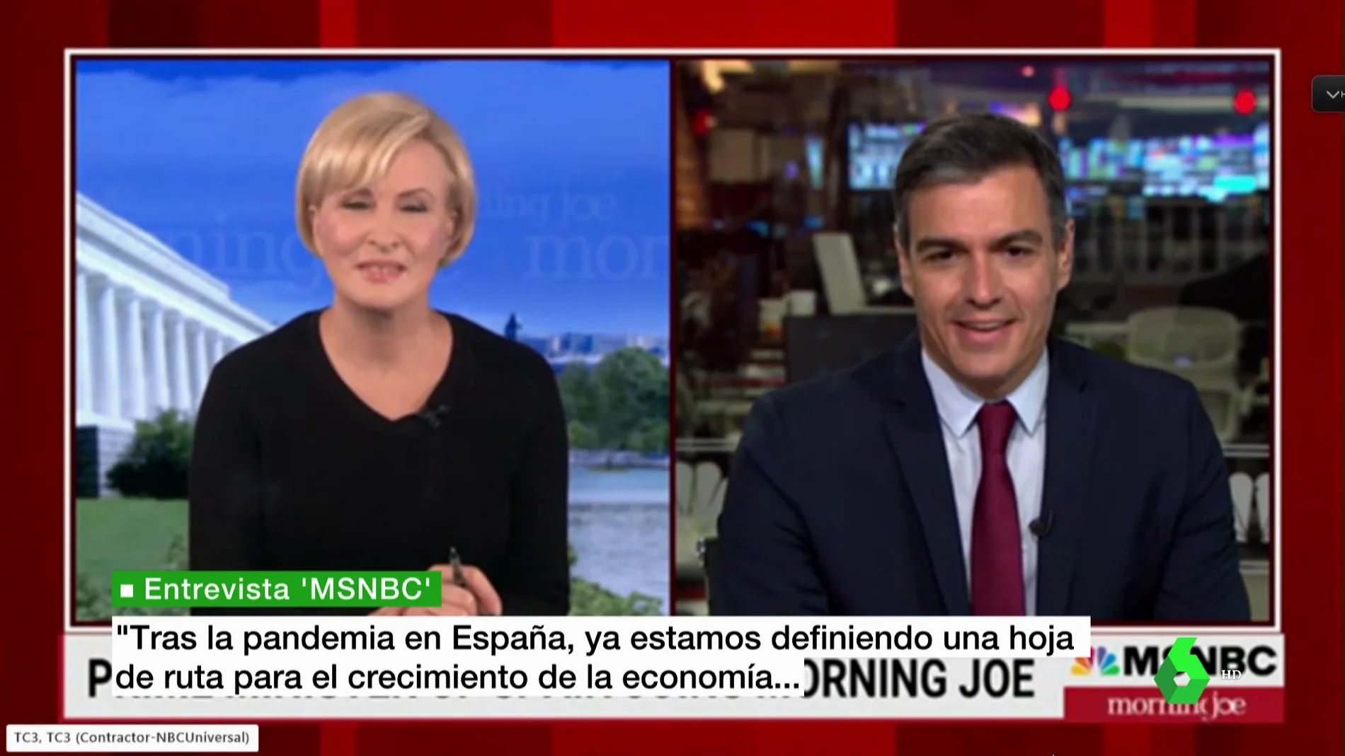 Pedro Sánchez en Morning Joe del canal MSNBC