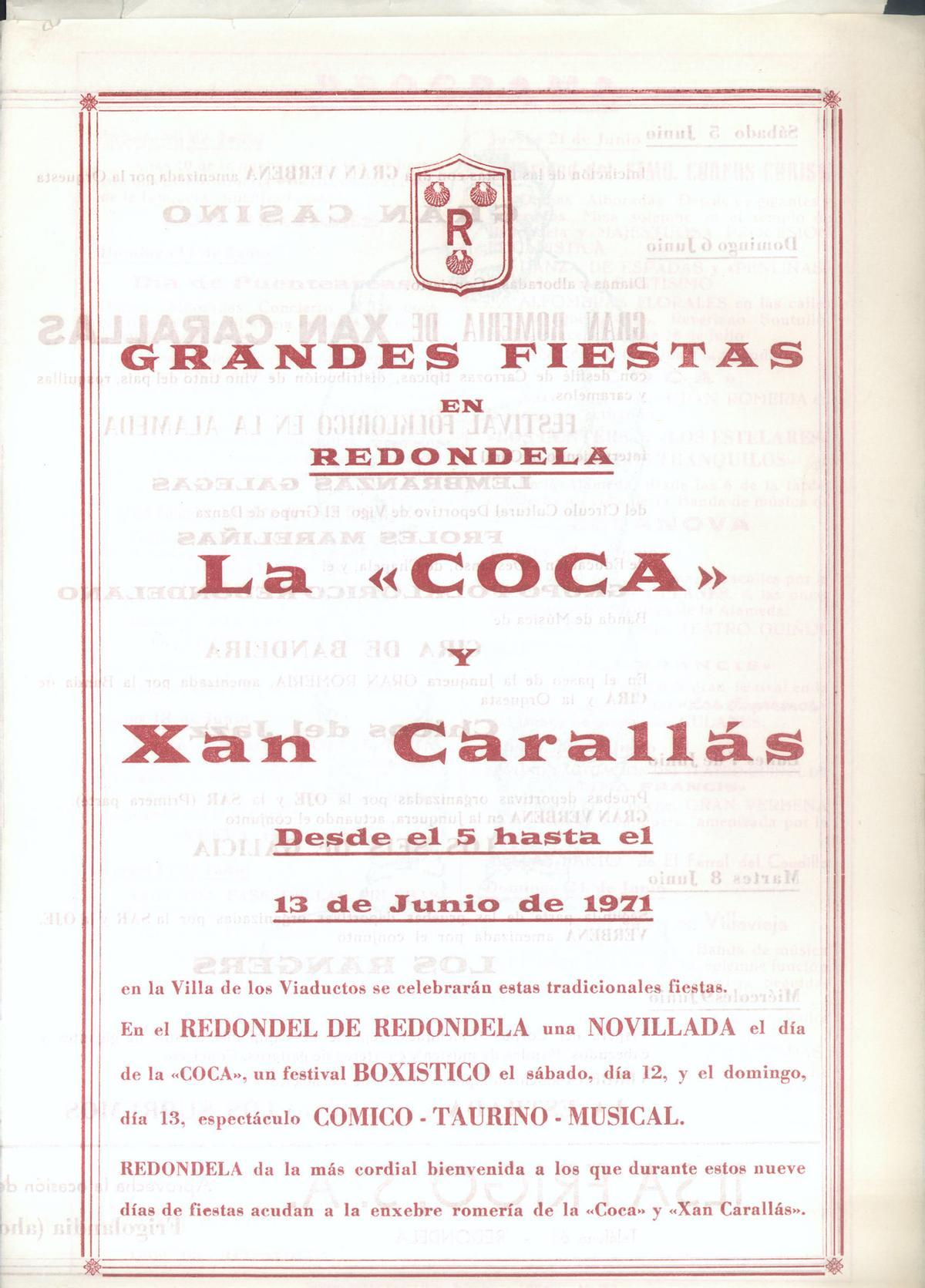 Cartel de las Festas da Coca de Redondela de 1971.